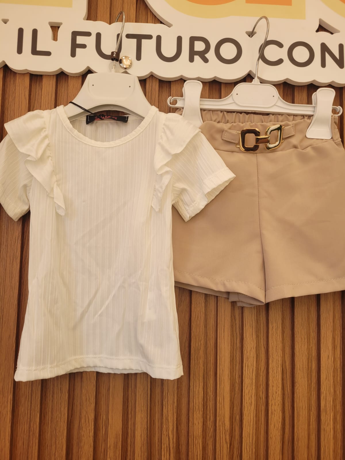 Coordinato White & Beige Bambina