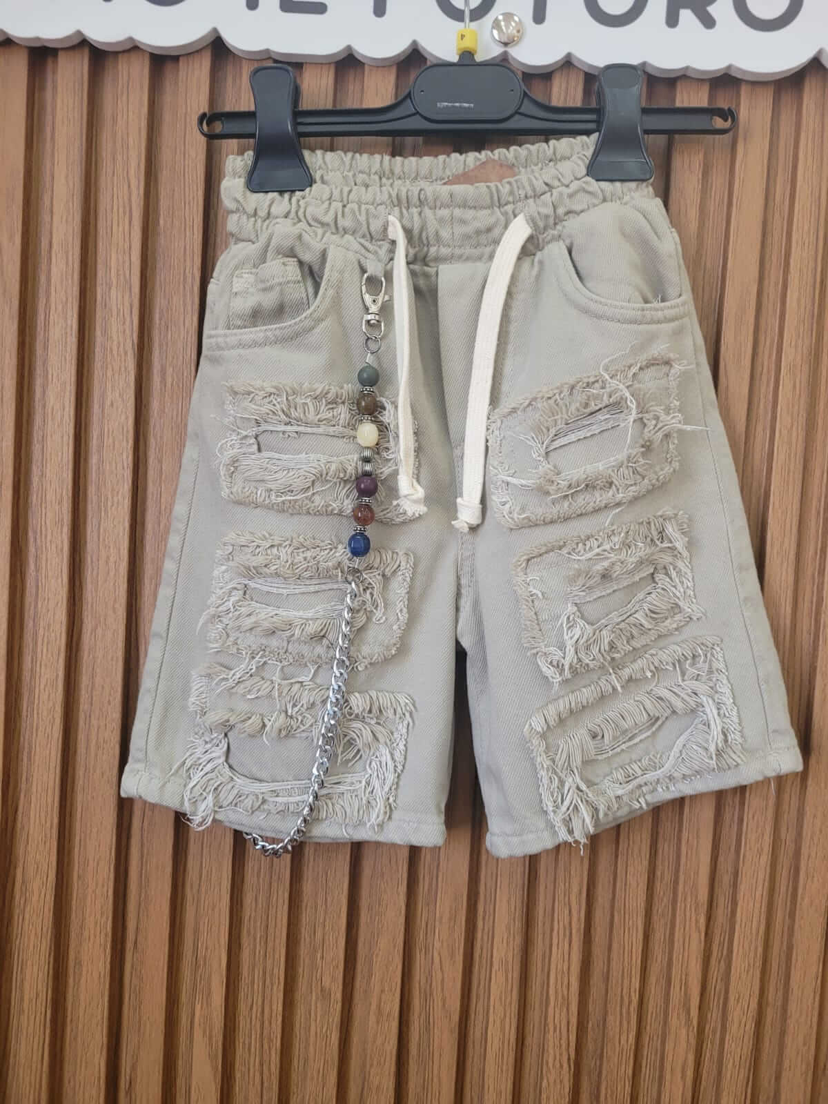 Bermuda Jeans fango Bambino